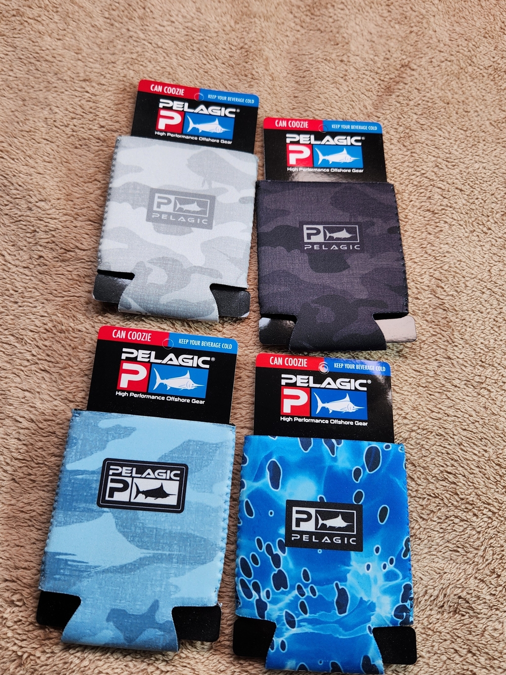 Pelagic Men’s Can Coozie - Blue Camo and Blue Water Designs